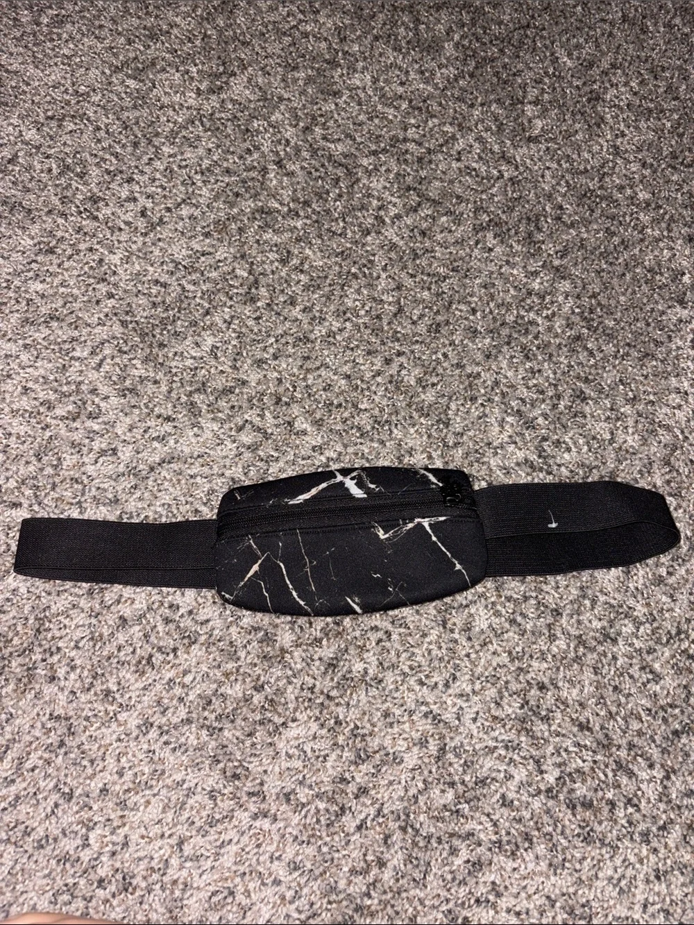 Black Marble-Print Waist Pack Satchel